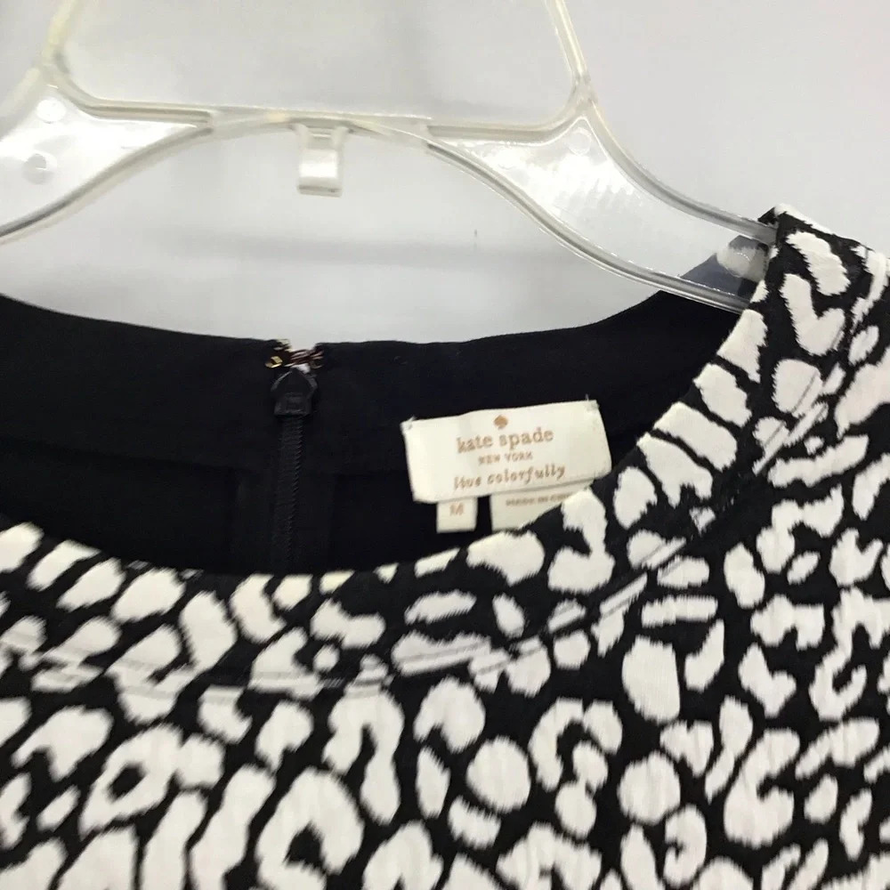 Kate Spade NY Leopard Jacquard Panel Top Career Black/White Size Medium - Picture 4 of 8